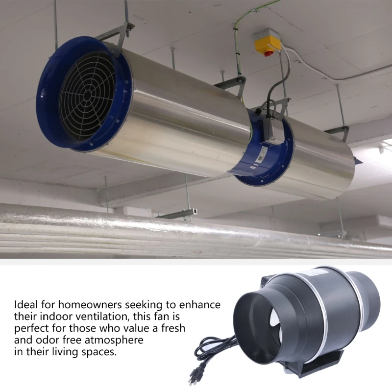 Pemasangan Mudah Kipas Pendingin Crossflow Sistem Ventilasi Rumah 6 Inci Blower Knalpot HVAC