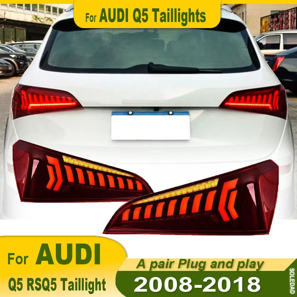 2PCS Car Styling Tail Lamp for Audi Q5 Tail Lights 2008-2018 RSQ5 LED Tail Light Rear Lamp turn Signal Dynamic  DRL Accessories
