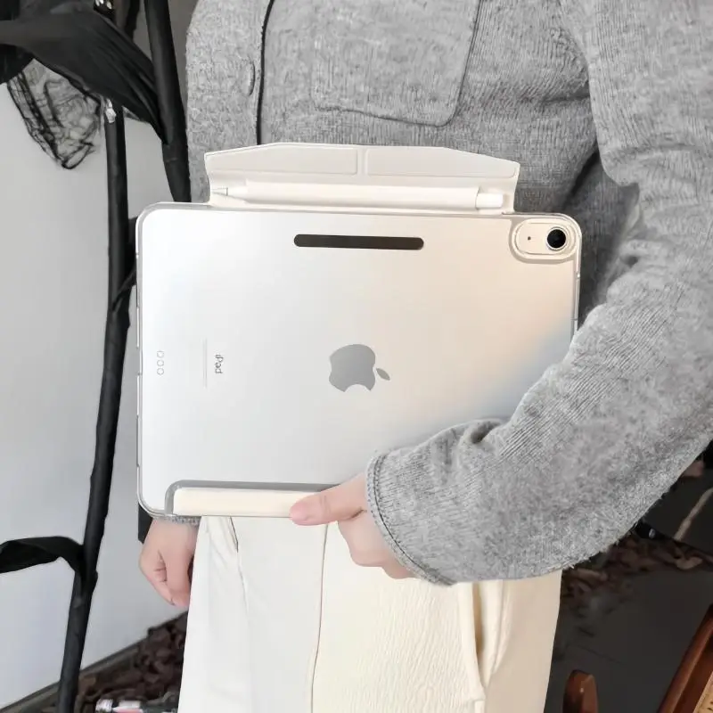 

Colorful Translucent Case with Pencil Pouch for iPad Air 13" - Magnetic Buckle, Full Body & Lens Cover, Scratch/Drop Resistant