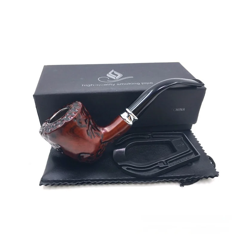 

Exquisite Texture Filtered Briar Pipe Starter Kit with Leather Case Pipe Stand Smoking Accessories Gift Set