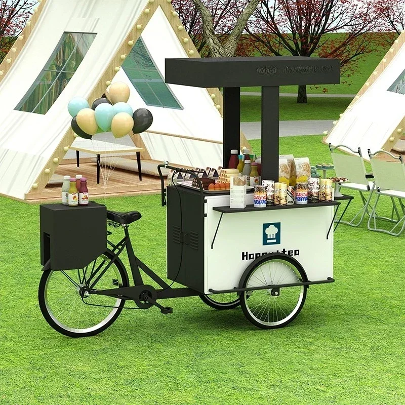 Outdoor stall creative upside down donkey tricycle special event promotion sale night market display snacks coffee float