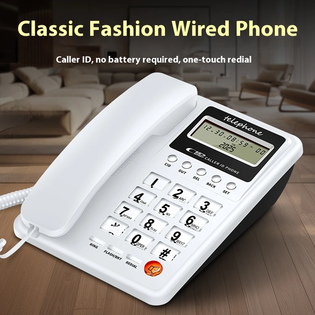 Digital Landline Phone Corded Telephone Wired Telephone for Home Hotel 8208 Corded Landline Caller ID Telephone Fixed Telephone