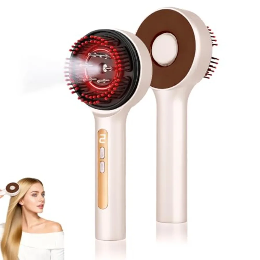 Masajeador Eléctrico para el Cuero Cabelludo 3 en 1, Peine para el Crecimiento del Cabello con Vaporizador Nano y Aplicador de Aceite, Cepillo para el Cuero Cabelludo Impermeable IPX7, Portátil