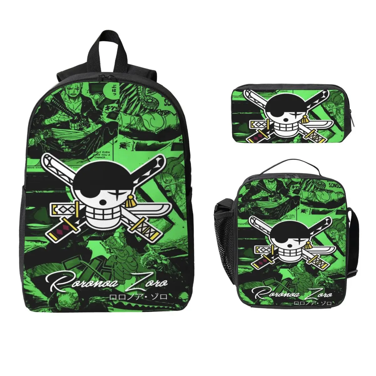 

3Pcs Luffys O-one-pieces Backpack Set for Children Pen Bags Bookbag Sets with Lunch Box For Primary School Students Knapsack