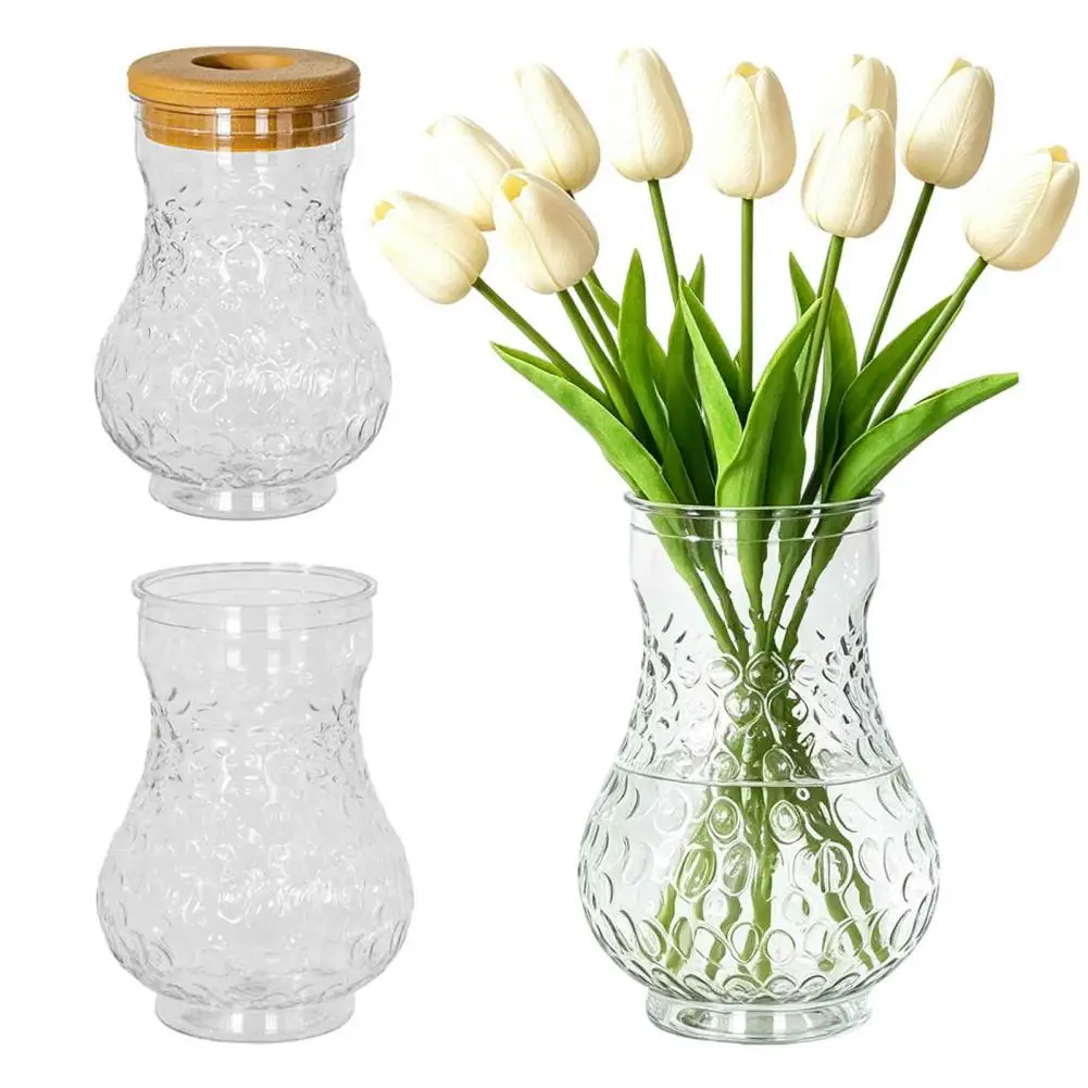 Clear Hydroponic Planter, Glass-Like Plastic Vase with Lid, Plant Propagation Station for Home Office Desk Decor