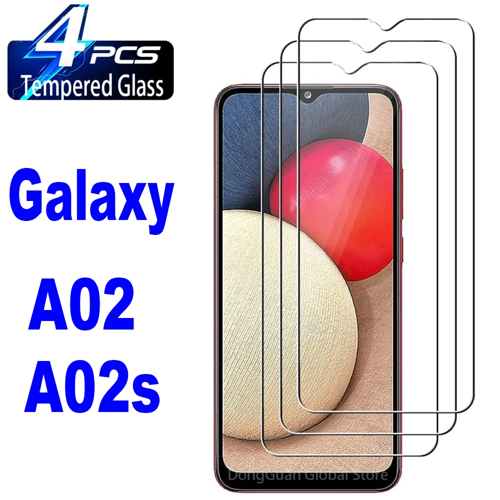 2/4Pcs Tempered Glass For Samsung Galaxy A02 A02s Screen Protector Glass Film