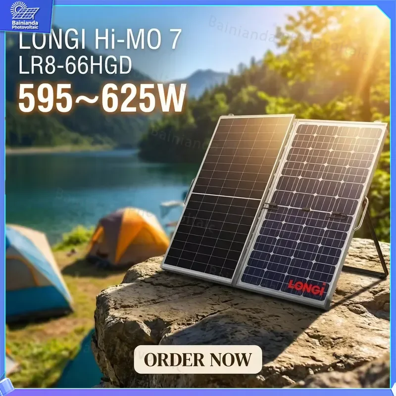 LONGi N-type Monocrystalline Bifacial Dual-glass Solar Panel 595W 605W 615W 625W High Efficiency PV Module for Residential
