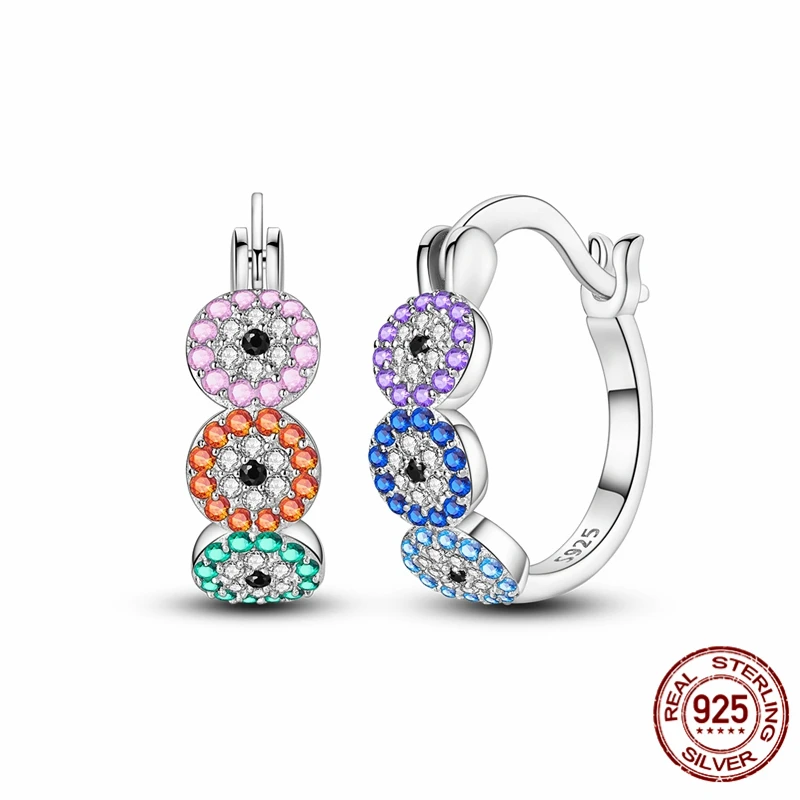 

Hot Selling 925 Sterling Silver Hoop Starlight Dazzling Eyes Earrings for Women Pretty Wedding Holiday Jewelry Gifts