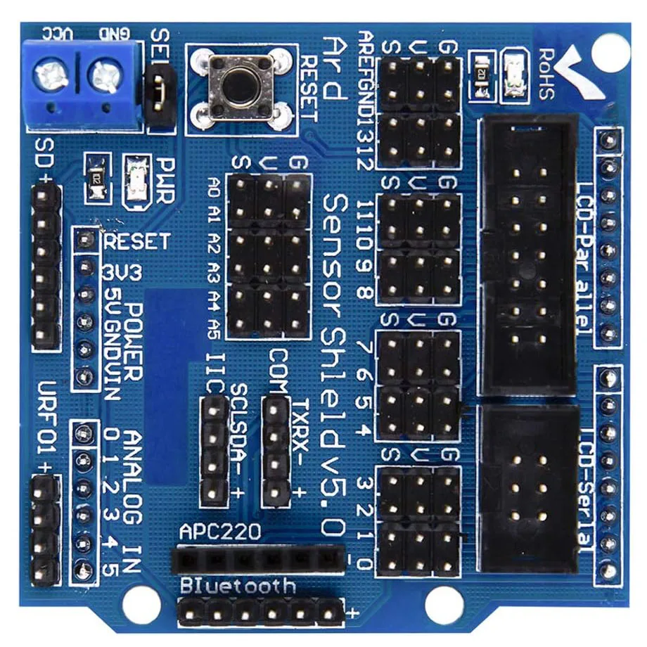 Sensor Shield V5.0 Expansion Board for Arduino UNO R3 Upgraded VCC, GND, Output Sensors Module for UNO R3