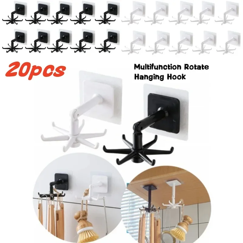 

10/20PCS Kitchen Gadgets Hook Multi-Purpose Utensil Holder Hooks 360° Rotatable Rack Spoon Hanger Kitchenware Organizer Storage