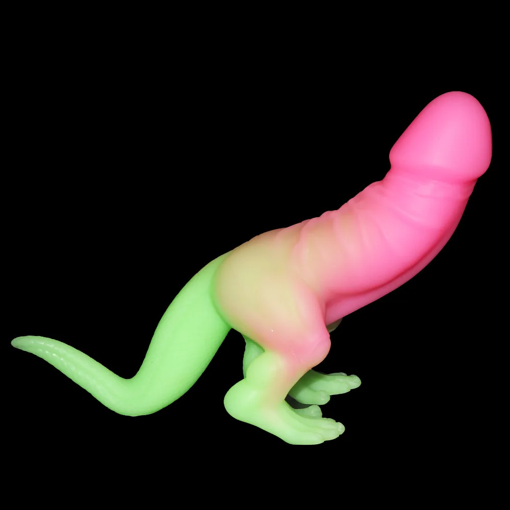 Dinosaur gradient color luminous alternative liquid silicone anal plug dildo couple flirting adult sm erotic toys