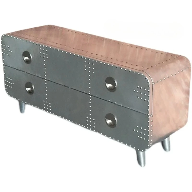 Medieval furniture style TV cabinet coffee table combination telescopic small apartment aluminum floor cabinet design