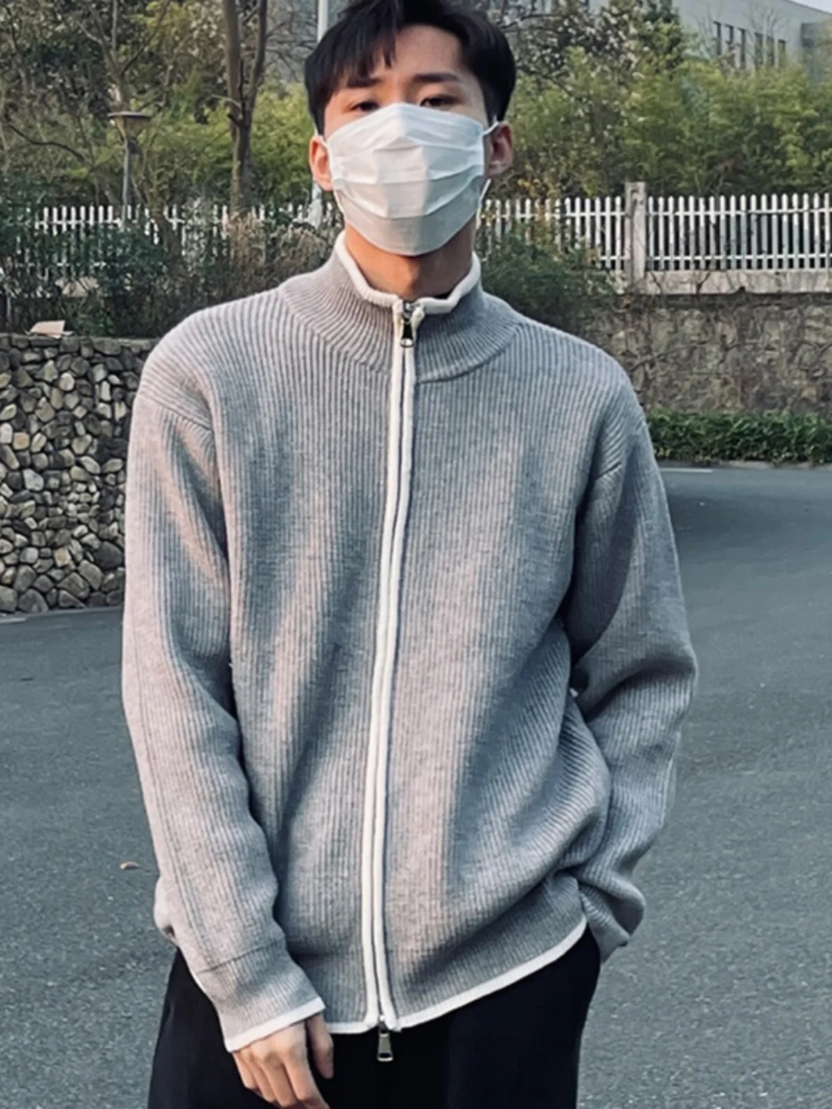 

Мужской вязаный свитер на молнии в стиле ретро, осенне-зимняя новинка, легкий повседневный прямой трикотажный джемпер