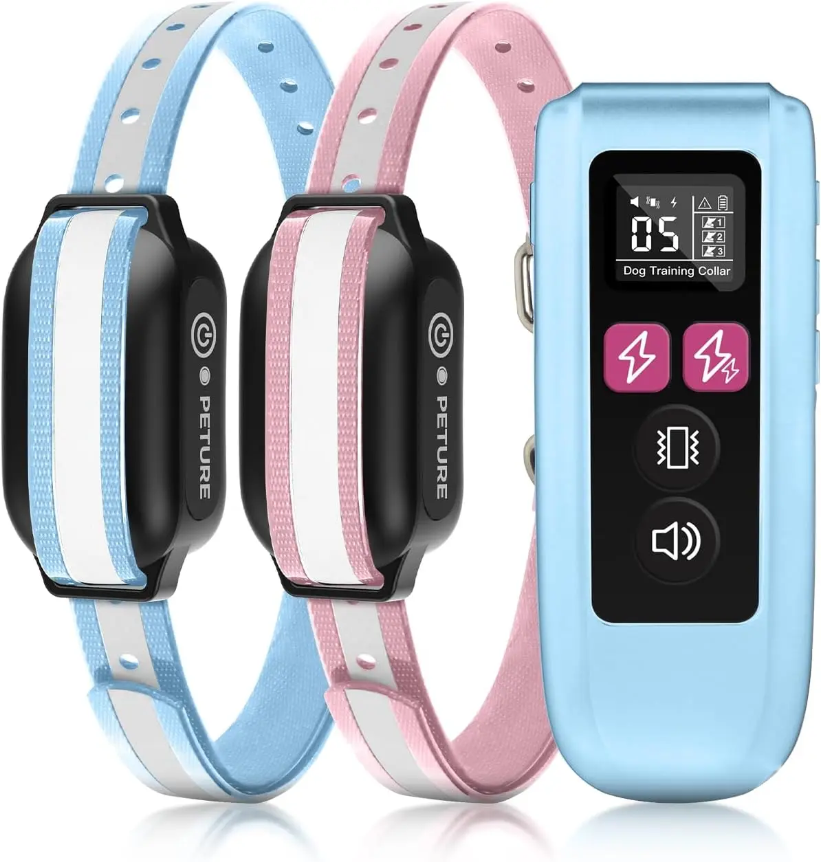 

Dog Training Collar for 2 Dogs (10-120lbs) - IPX7 Waterproof, 3 Modes, Rechargeable, Flashlight, Security Lock