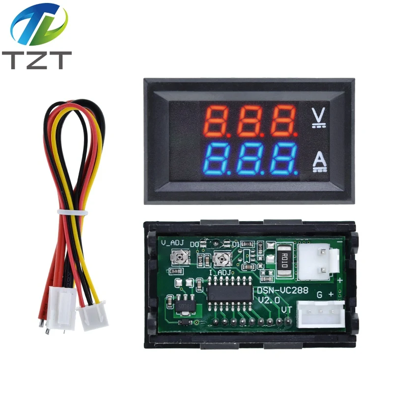 DC 0-100V 10A Digital Voltmeter Ammeter Dual Display Voltage Detector Current Meter Panel Amp Volt Gauge 0.28" Red Blue LED image 3