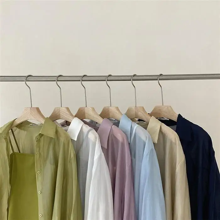 

Loose Long Sve Women's Sun Protection irt Korean Sle Side Bule Air Conditioning Top UV Protection Collar Casual...