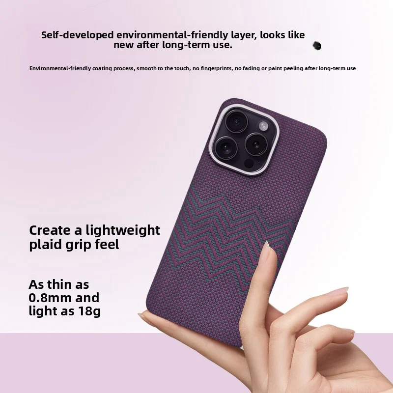 Mysterious & Handsome Purple Carbon Fiber Case - Magnetic Charging Function for iPhone 13/14/15/16 Pro MAX, Shockproof