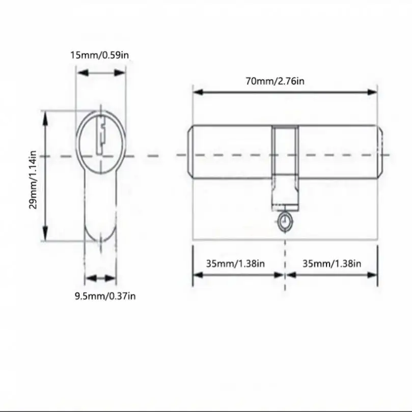 Uniwersalny cylinder antykradzieżowy 70 mm z podwójnym otwartym zamkiem z kluczami do drzwi drewnianych / drzwi aluminiowych