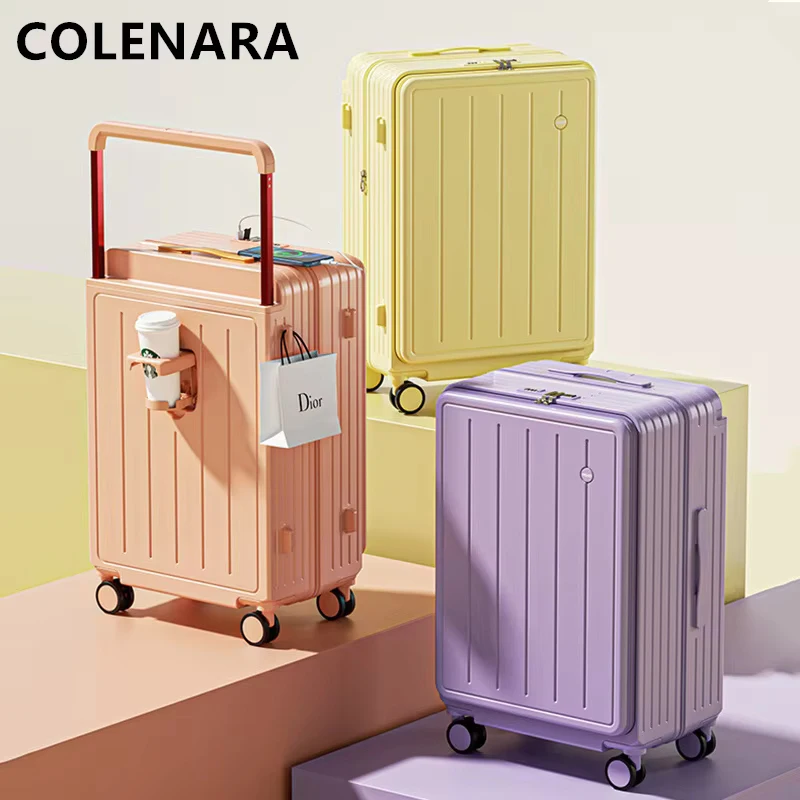 COLENARA Luggage Travel Bag Front Opening Laptop Boarding Case USB Charging Trolley Case 20