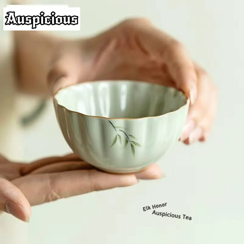 

2pc/set Pure Hand-painted Bamboo Master Cup Household Linglong Teacup Boutique Teacup Fragrance Cup Tea Items Craft Gifts 70ml