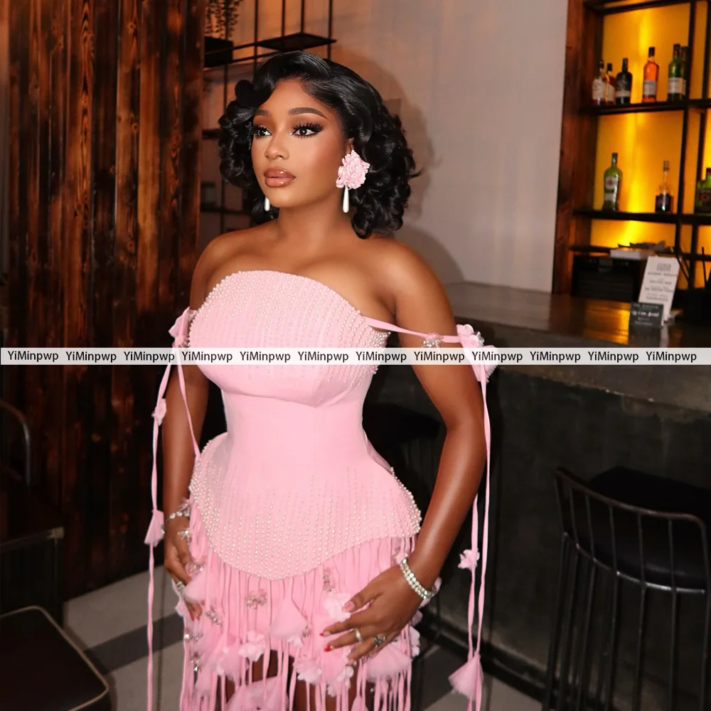 فستان كوكتيل وردي رائع مستقيم مع شرابات زهور خرز فستان عيد ميلاد فاخر فساتين سهرة أفريقية مثيرة حسب الطلبفستان كوكتيل الوردي الرائع المستقيم مع الزهور الخرز فستان عيد ميلاد فخم فستان مساء مثير أفريقي مخصص