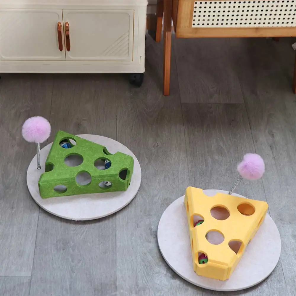 

Felt Cat Puzzle Toy Interactive Hollow Teasing Cat Box with Ball Scratch Resistant Cat Hole Digging Toy Self-Improvement