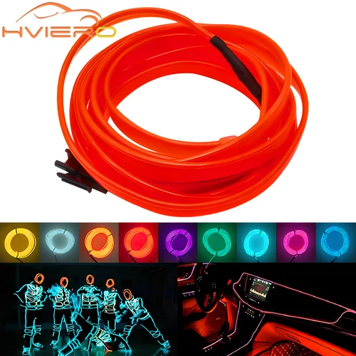 1 Uds. 1M/2M/3M/5M iluminación Interior de coches tira de LED decoración de Panel de instrumentos cuerda de alambre línea de tubo lámpara de neón Flexible atmósfera
