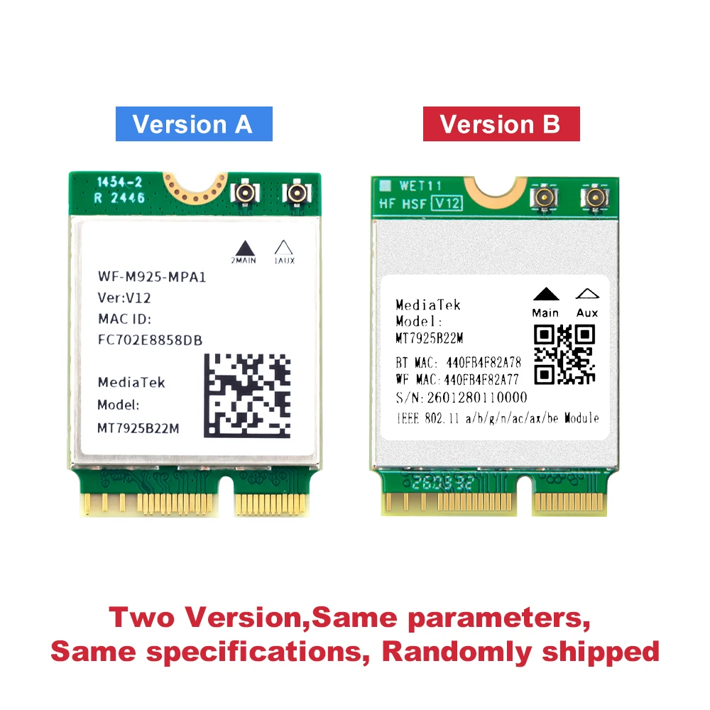 FENVI MT7925 WiFi 7 BE6500 Network Card For Bluetooth 5.4 Tri Band 2.4G 5Ghz 6GHz M.2 NGFF Wireless Adapter For AMD PC Win 10/11