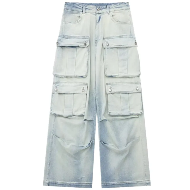 

Summer Faion Trendy Multi-ket Workwear Sle High Waist Floor-Length Jeans Women's 6050 406 Long Pants Casual Jeans