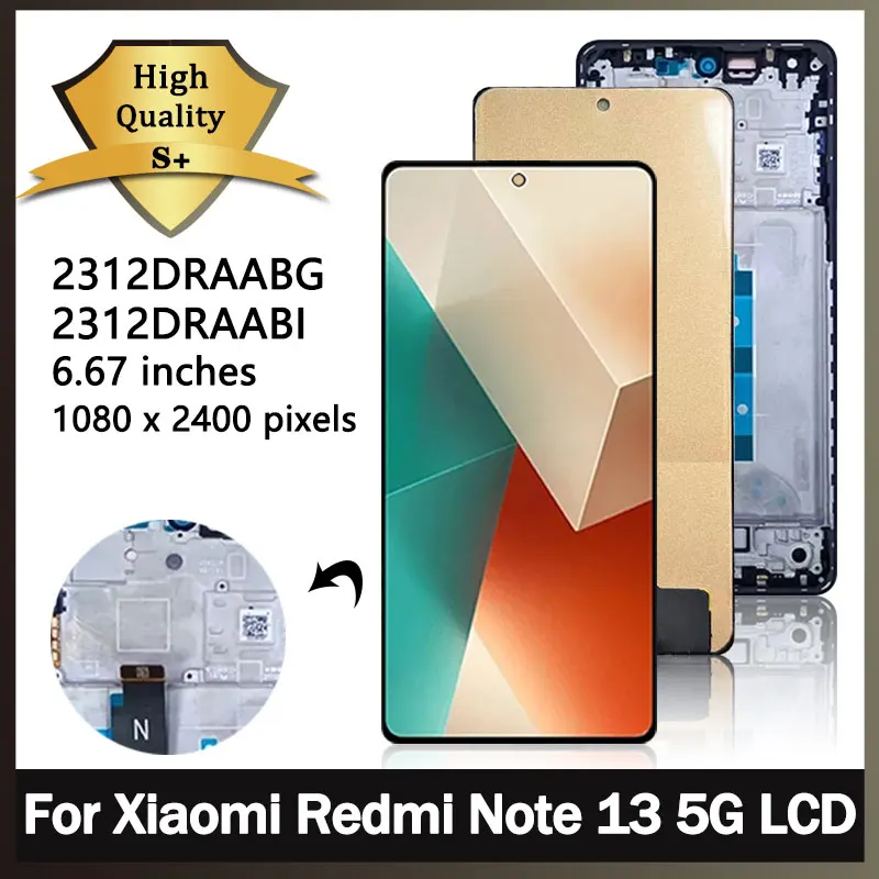 

6.67''AMOLED Note 13 2312DRAABC Display Screen for Xiaomi Redmi Note 13 5G lcd display With Frame screen digitizer Assembly