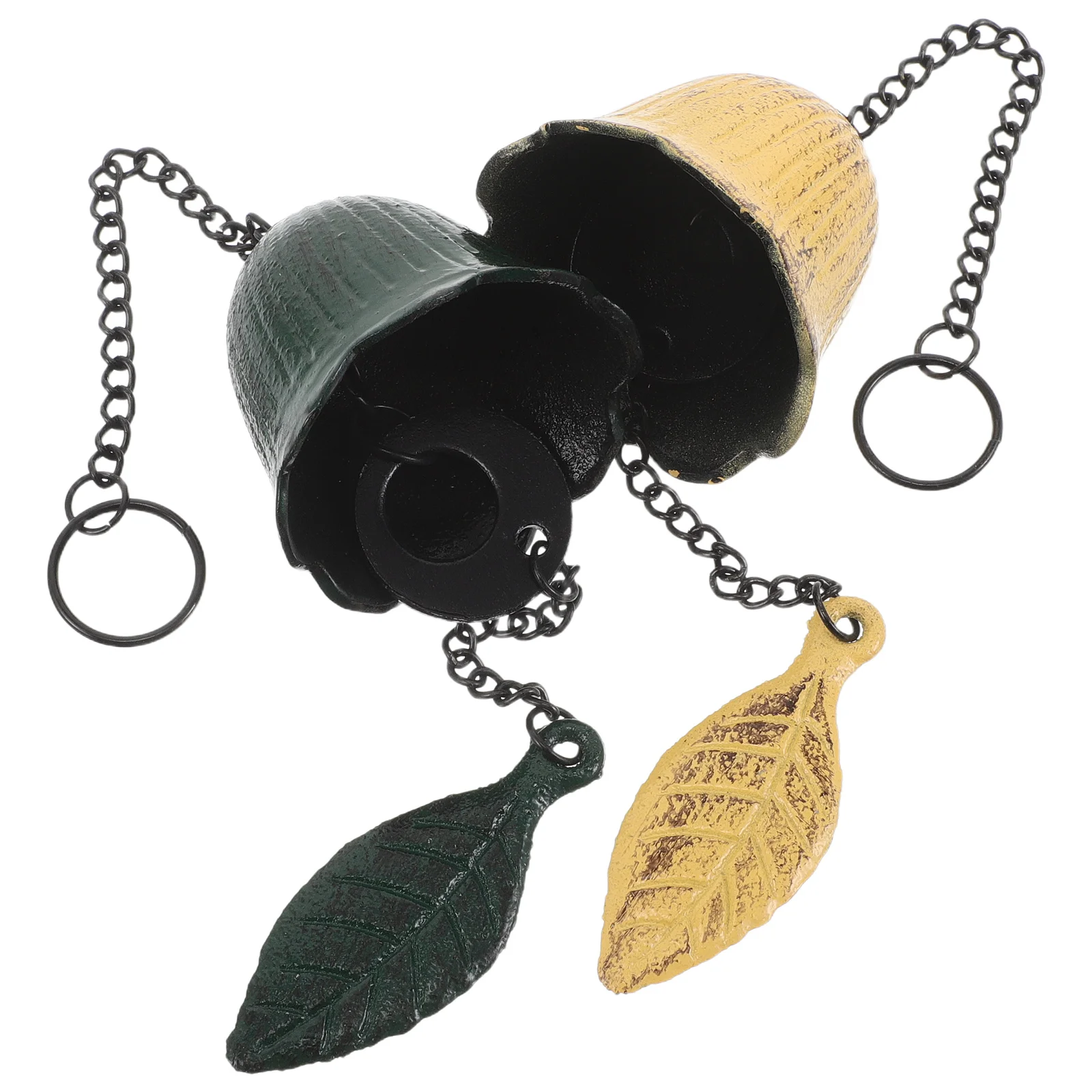 

2Pcs Japanese Vintage Cast Iron Wind Chimes Leaf Design Temple Hanging Bells Outdoor Garden Patio Decoration Good Luck Wind Bell