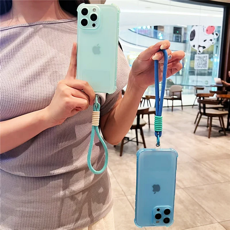 With Lanyard Clear Matte Phone Case For Vivo Y36 Y16 Y39 Y29 Y19S Y02 Y22 Y03 Y28 Y33S Y21S Y76 Y78 Shockproof Wrist Strap Cover