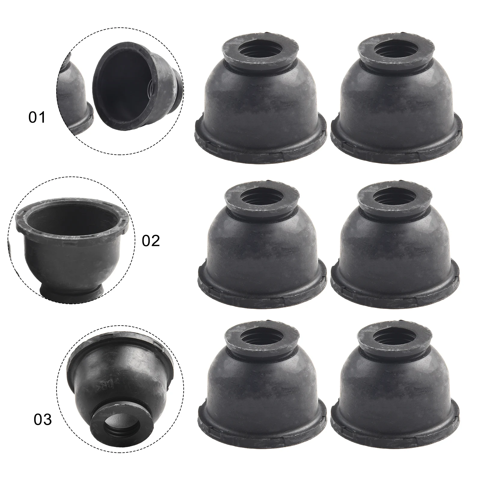 Accessories Ball Joint Car Suspension Steering 6pcs Hot Sale New Practical 2022 for durable Black Ball Joint Rubber