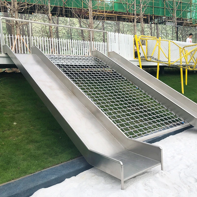 xx-Factory Custom Sliding Dual-Track Playground Large Spiral Tube Metal Slide for Kids Outdoor Climbing Stainless Steel Slide&