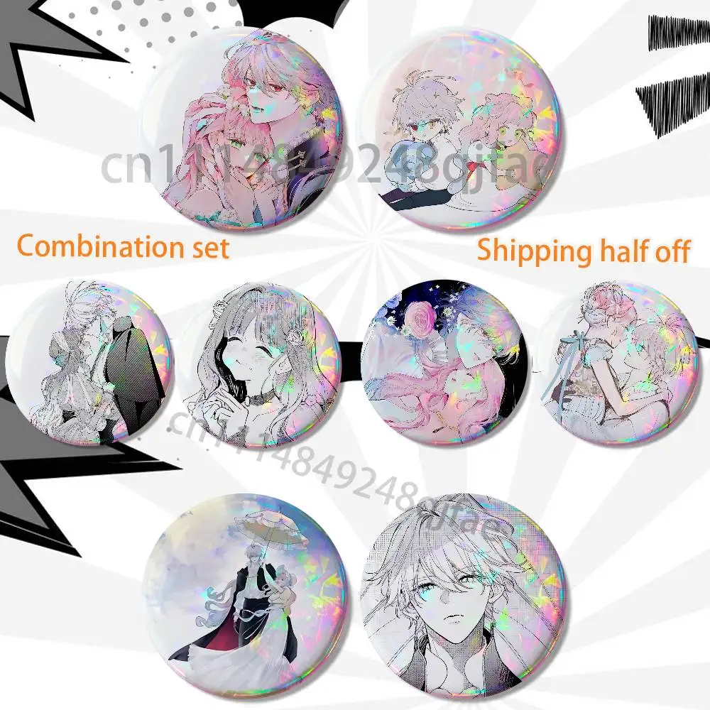 Rabi Hana Himeru Kimi no Meteor 2 piece set Pins Creativity Printed Pictures Text Metal Lapel Badges Brooches Jewelry Gift