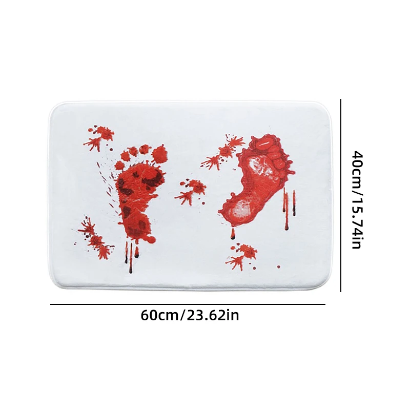 40 * 60Cm Blood Bath Mat Halloween Bath Mat Bloody Red Horrible Floor Mat Home Bathroom Horror Blood Footprints Anti-Slip Mat