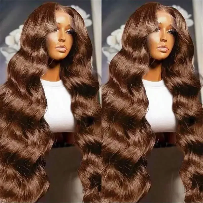 

SALES 30 36 Inch Chocolate Brown Body Wave HD Lace Front Human Hair Wig 13x4 Lace Frontal Wigs Pre plucked for Women 180 Density