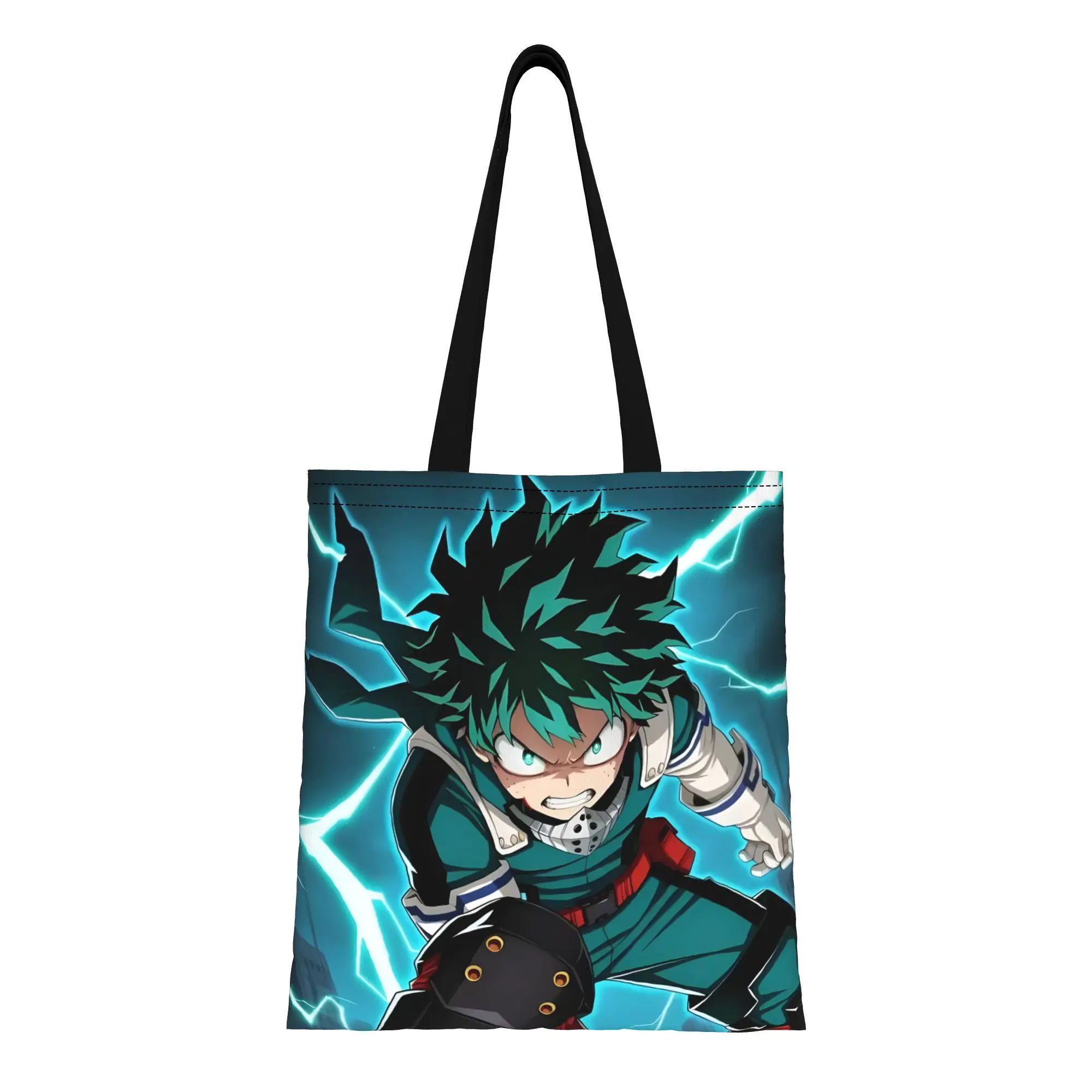 

1PC Lightning Deku Canvas Tote Bag My Hero Academia Canvas Tote Bag Perfect for Shopping Grocery Travel & Outdoor