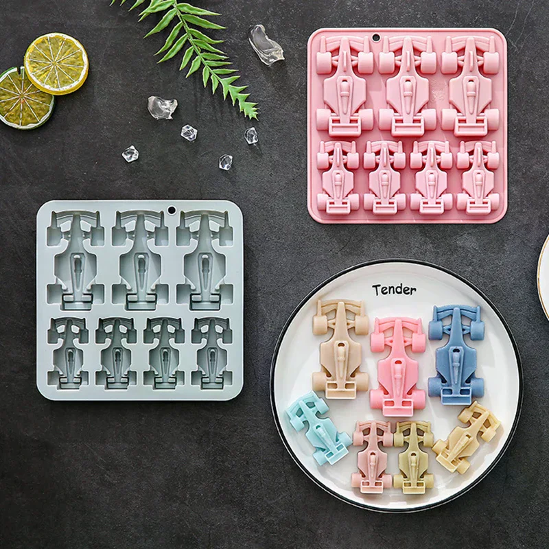 7 Cavity Racing Car Silicone Mold 3d Kart Mousse Fondant Chocolate Mould Ice Grid Epoxy Baking Resin Mold Cake Decorating Tools