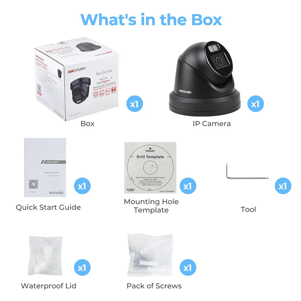 Hikvision 4MP Darkfighter Turret Network Camera DS-2CD2346G2H-IU Built-in Mic Memory Card Slot  2.8mm Black White