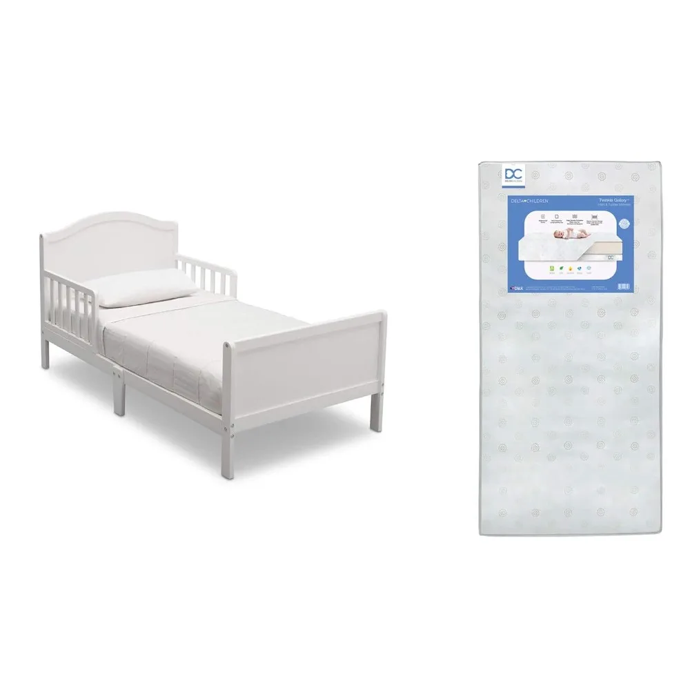 

Bennett Toddler Bed, Bianca White Twinkle Galaxy Dual Sided Recycled Fiber Core Toddler Mattress (Bundle)