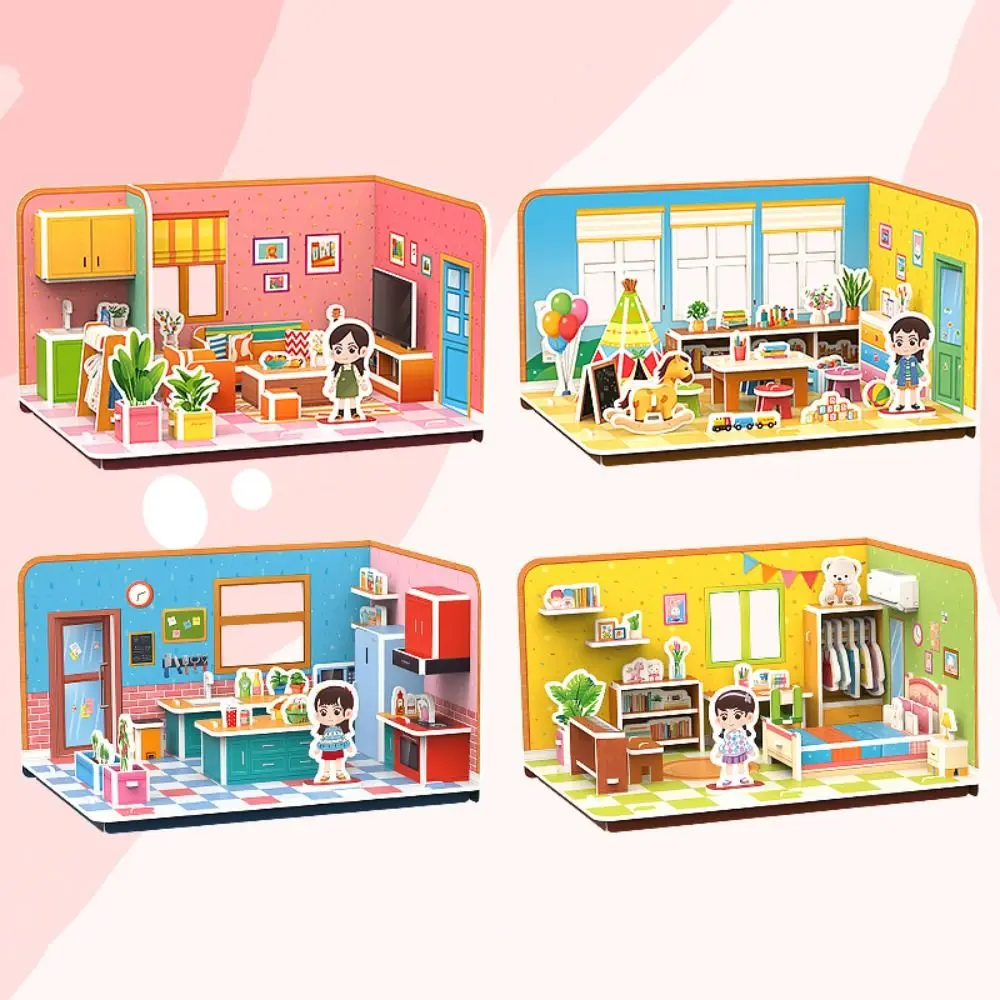 

Paper Cartoon 3D Puzzle 3D Handmade Handmade Puzzle DIY Room Bedroom Kitchen Paper Puzzle Toys Boys Girls Toys
