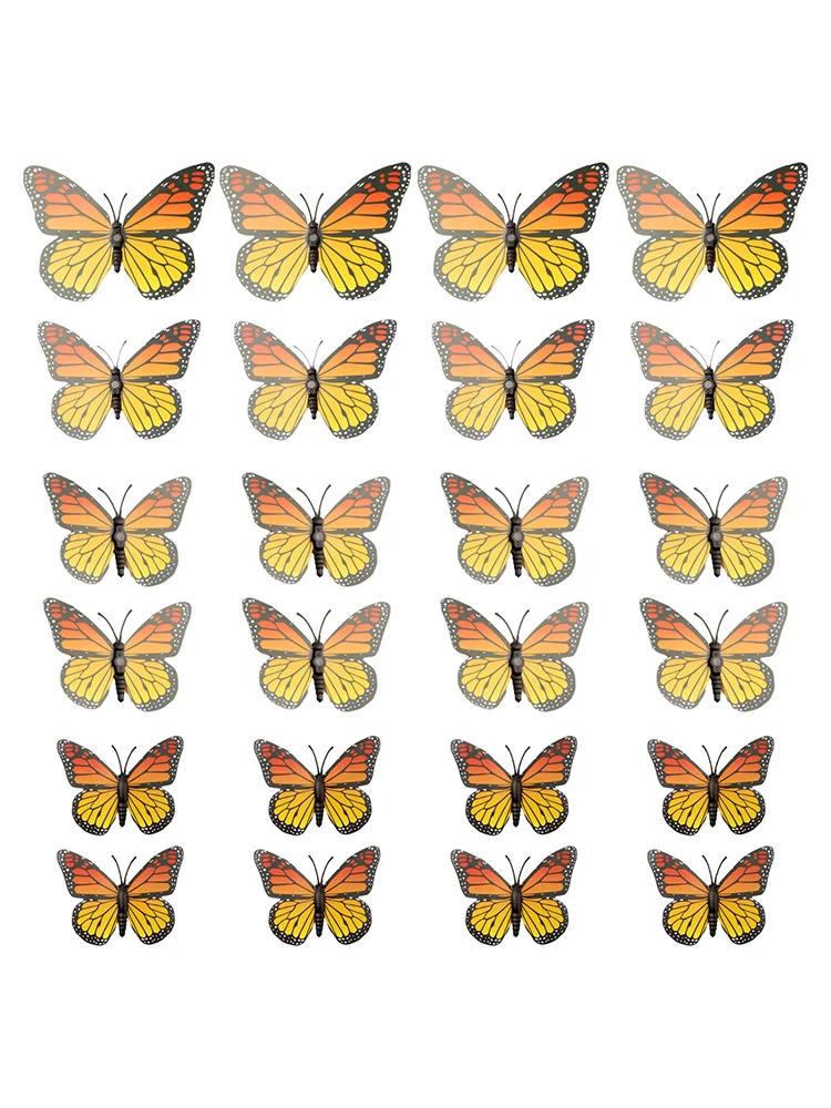 24 Pieces Monarch Butterfly Decorations For Home, Craft, Party And Room, Orange Halloween, Christmas, Butterfly Set