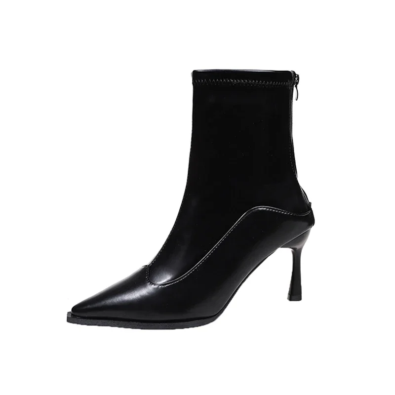 عالية الكعب حذاء من الجلد للنساء أشار تو أحذية أنيقة أنيقة 2025 جديد فاخر تشيلسي الشتاء الأحذية مضخات فستان Mujer بوتاس #6