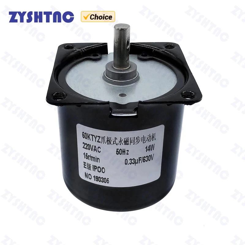 220V AC 14W Micro Gear Motor 60KTYZ 50Hz Permanent Magnet Synchronous Gear Motor Low Speed 2.5 5 10 15 20 30 50 60 80 110 rpm