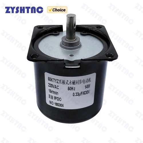 Imagen 1 del producto 220V AC 14W Micro Motor de engranaje 60KTYZ 50Hz Motor de engranaje síncrono de imán permanente baja velocidad 2,5 5 10 15 20 30 50 60 80 110 rpm