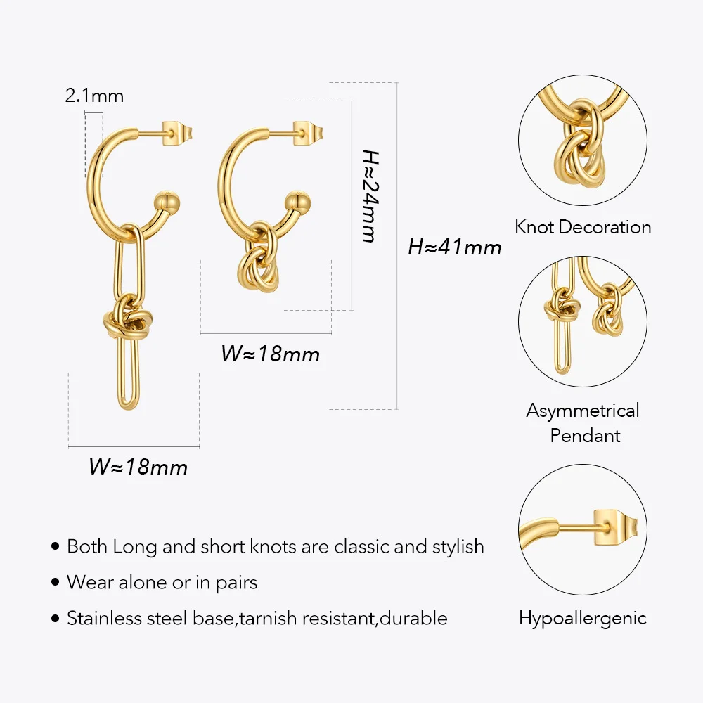 ENFASHION Knot Earrings For Women Gold Color Drop Earring Friends Gift Stainless Steel Fashion Jewelry Pendientes Mujer E211343