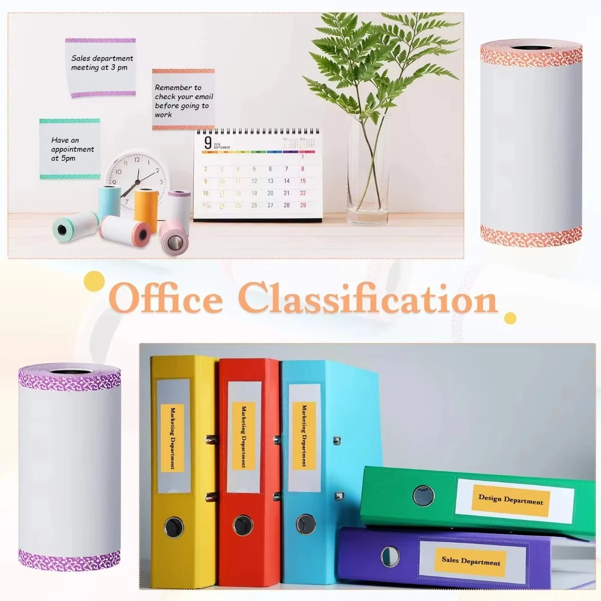 3 Rolls 57x30mm Color Border Non-Adhesive Refill Paper for Kids Portable Printer