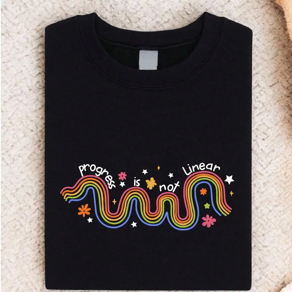 Progress Is Not Linear Shirt, Mental Health Awareness T-Shirt, Motivational Therapy Shirt, Inspirational Recovery Shirt, Growth Journey Tee FZ-1022