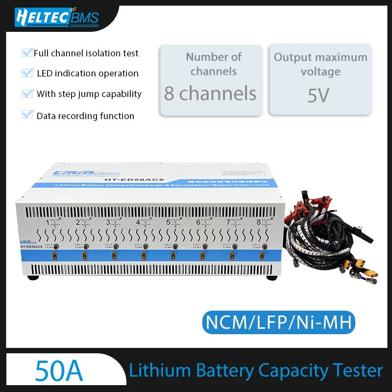 

New 8-Channel 18650 Lithium Battery Capacity Tester Charge and Discharge 50A Battery Repair Voltage Equalize